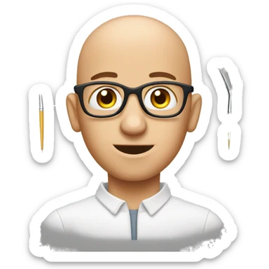 bald nerd with tweezers sticker