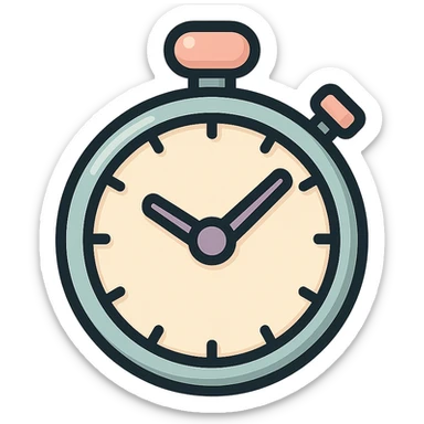 sports timer analog stopwatch icon-color-outlined style detailed shading thin clean outlines soft rounded features pastel palette #98B5BC #B5B3C1 #C9A3C9 #E4C0CA #F7DCD1 #F7C0AA Japanese pop art sticker look highly detailed vector clarity soft lighting subtle shadows transparent background sticker
