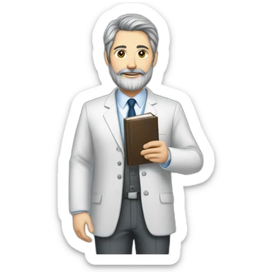 husband classy caucasian dark gray hair trimmed beard wearing business suit holding bible, wife asian age 55 dark hair nurse uniform, no children sticker