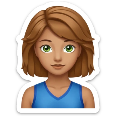 Im low-key kinda tan I have greenish blue hazel eyes I have light brown hair and I a cheerleader sticker