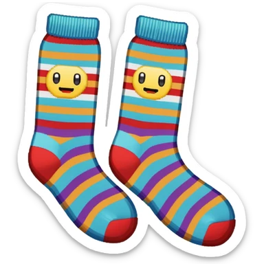 A 8-bit pixel art emoji of a pair of socks sticker