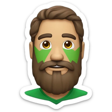 personaje mexicano de poca barba, ojos grandes, nariz ancha, ceja en forma triangular, viste boina y playera tipo polo verde sticker