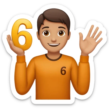 🤷🏻‍♂️ number 6 in left hand and number 7 in the right hand sticker