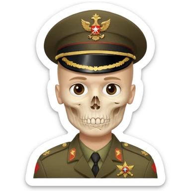 generate a realistic Russian soldier, but with a bare skull instead of a head sticker