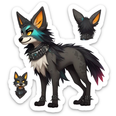 cool edgy animal fursona creature by griffsnuff & LiLaiRa & Falvie with badass colors and a spiked collar full body sticker