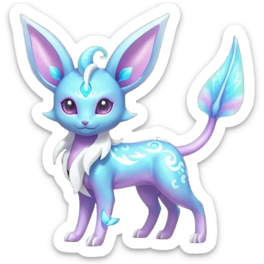 Shiny Sparkly Bioluminescent Glowing Espeon-Lumineon-Vaporeon-Amaura-Dragonair-Sylveon-Fakémon-hybrid-creature (full body)  sticker