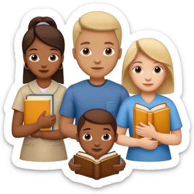 diverse people with books and education symbols representing knowledge for all sticker