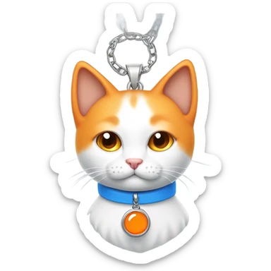 cute white orange cat with blue collar and orange pendant  from half side perspective are u crazy? sticker