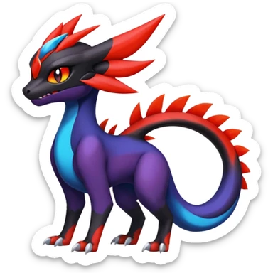 Colorful Cool Badass  Meloetta-Litten-Noivern-Salandit-Guilmon-Darkrai-Pokémon-Fakémon-fusion-hybrid-creature sticker
