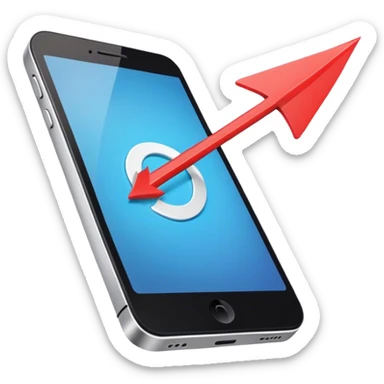 mobile phone and arrow coming out sticker