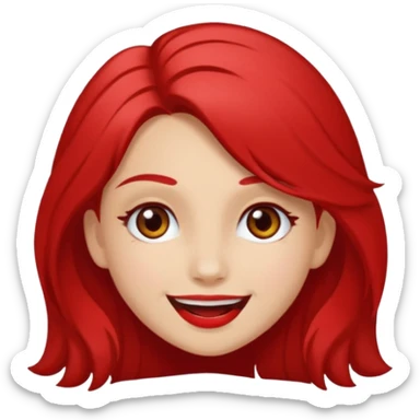 un sticker gracioso de una chica con un pintalabios en la mano de 18 años, de piel blanca con el pelo liso, largo y pelirrojo, ojos marrones sticker