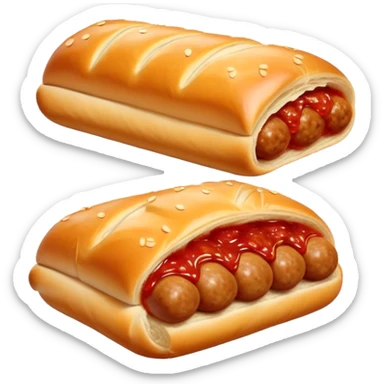 a sausage roll with a line small amount of tomatoe sauce on top sticker
