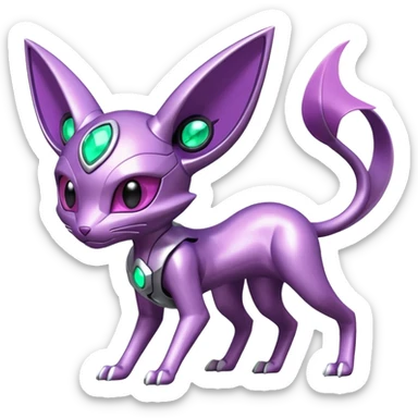 Futuristic Mechanical Shiny Espeon-Genesect-Mewtwo-Fakémon-hybrid-creature (full body)  sticker