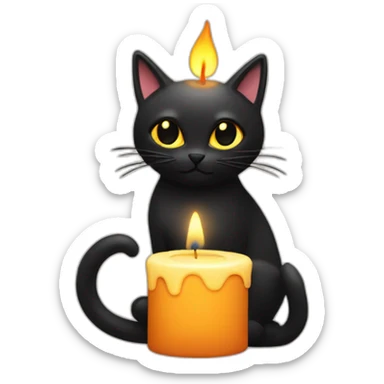 candle with a black cat sticker