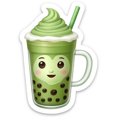 matcha latte with boba and ice without sticks and add a lil coffee  sticker