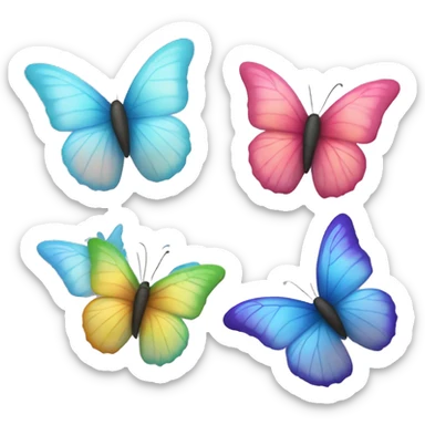 Create an emoji that contains a white heart with three colorful butterflies flying out of it. sticker