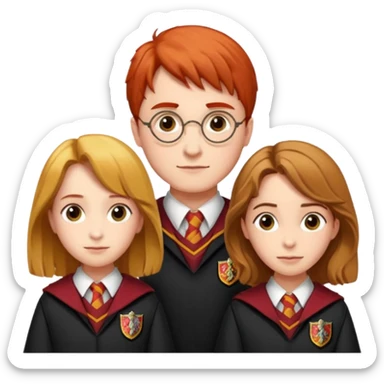harry potter, ronald weasley and hermione granger in gryfinndor uniform sticker