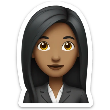 business woman long straight black hair sticker