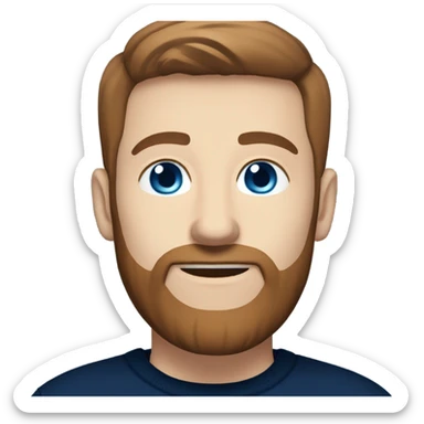 irish man blue eyes, brown short hair and short beard, wearing a smart navy blue jumper. full body. sticker