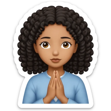 brown girl praying curls black hair and eyes sticker