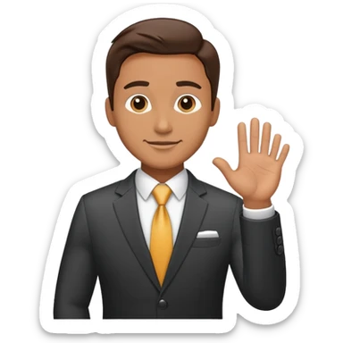 Professional salesman in suit with handshake gesture sticker