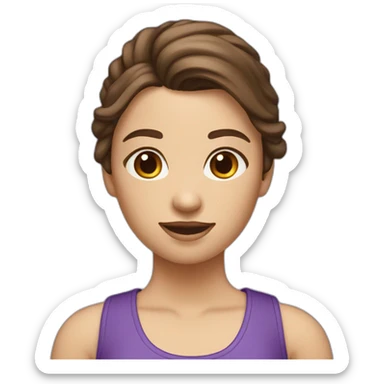 girl with brown hair high pony tail purple creweck sticker
