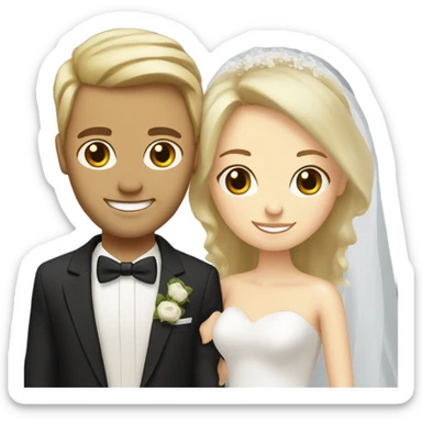 bride with blonde hair and groom with brown hair sticker