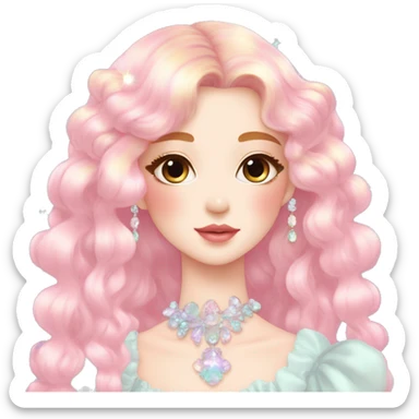 Dreamy pretty VOGUE elegant kawaii shiny colorful pastel lady pastelcore kawaii beautiful hair cottagecore jewels trending aesthetic sticker