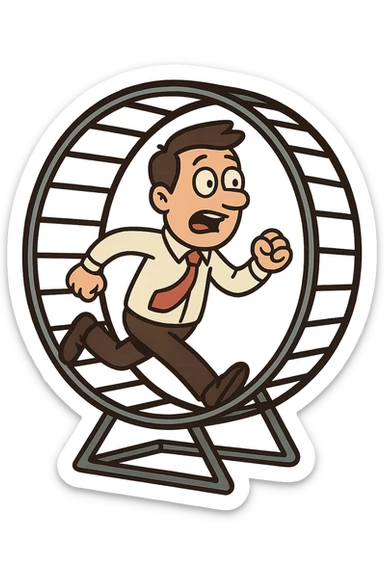 Uomo che corre dentro la ruota del criceto sticker