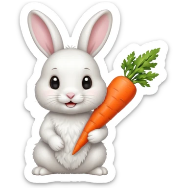 cute white bunny with a carrot sticker