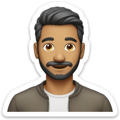 indian man with undercut hair style in casual dress with light facial hair sticker