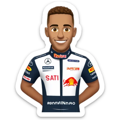 Lewis Hamilton avec Max verstappen sticker
