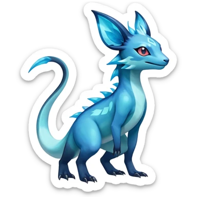 Colorful Iridescent Exotic Salandit-Aurorus-Glaceon-Fakémon-hybrid-creature (full body)  sticker