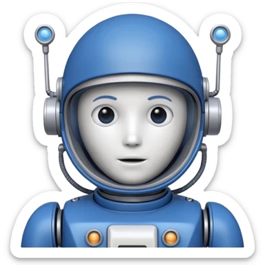 tête de robot cosmonaute bleu et blanc avec une antenne sticker