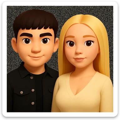 Slightly increase the volume of the upper body of the girl and rotate her to face forward, preserving the style of the original image. sticker