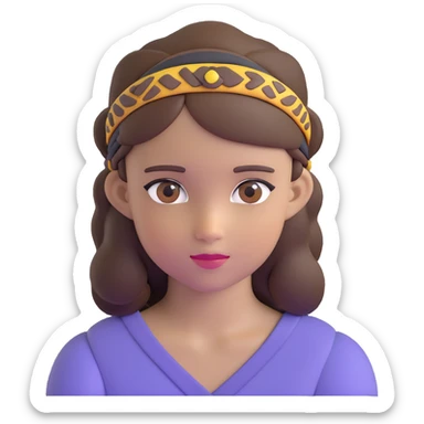 girl with brown eyes, brown hair, wearing a headband sticker