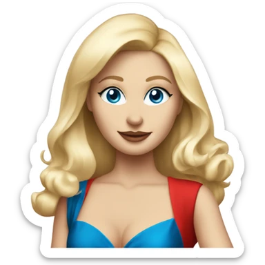 Beautiful blonde white woman with blue eyes and red dress dancing with martini sticker