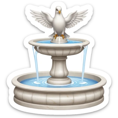 White small marble fountain with a dove sitting on it  sticker