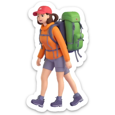 woman with hiking backpack sticker