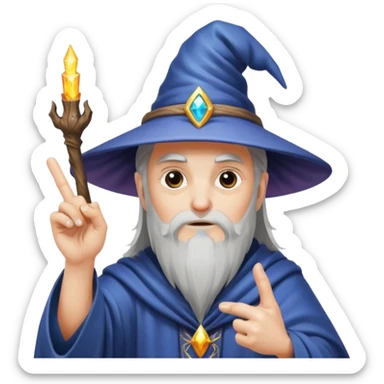 wizard showing middle finger with magical effect, no text sticker