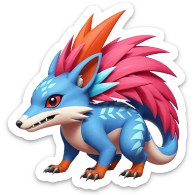  exotic tropical cyber-Sleuth-Aloy-Loyd-Garmaddon-Litten-Linoone-Noibat-Fakémon-Pokémon-Vernid-creature with a Mohawk sticker