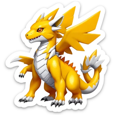 Cute Shiny Agumon-Greymon-Renamon-Fakémon-hybrid-creature (full body)  sticker