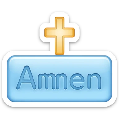light blue word "AMEN" simple font in rectangle sticker