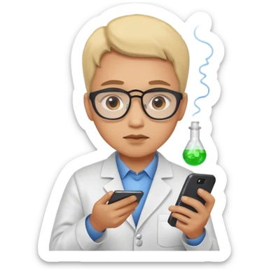 científica viendo un celular sticker