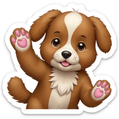 puppy with paws up that tried sticker