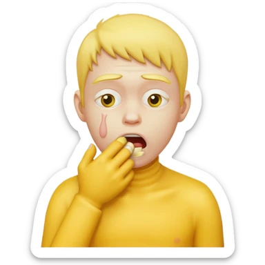 A yellow person choking themselves sticker