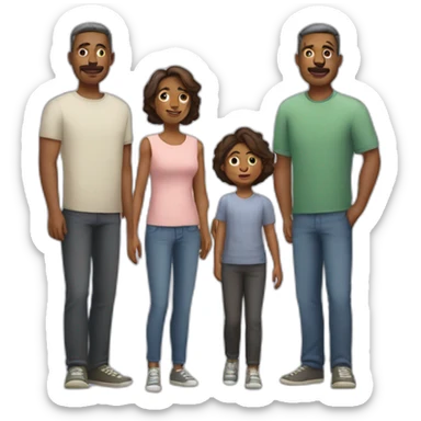 father, mother and two grown-up sons sticker