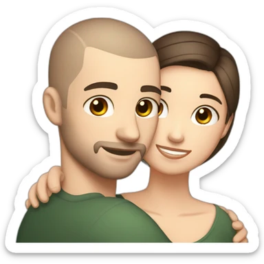 white skin Boyfriend with medium light buzzcut and short dark brown hair girlfriend hugging sticker