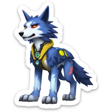  Cool Edgy Colorful Digimon-Fakemon-Wolf with edgy markings full body sticker
