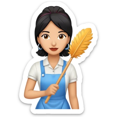 Cleaning lady who is Hispanic with black hair  sticker